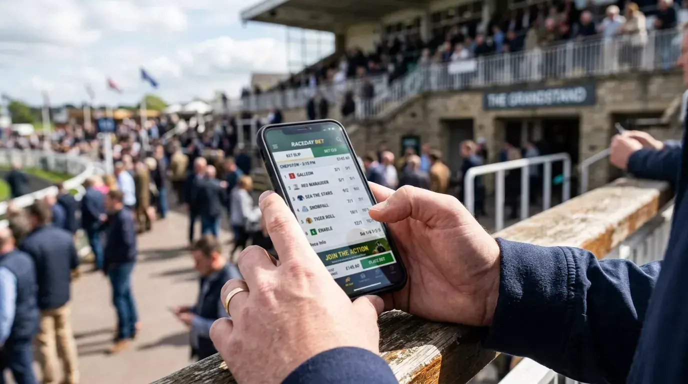 A first-time punter placing a horse racing bet online in the UK